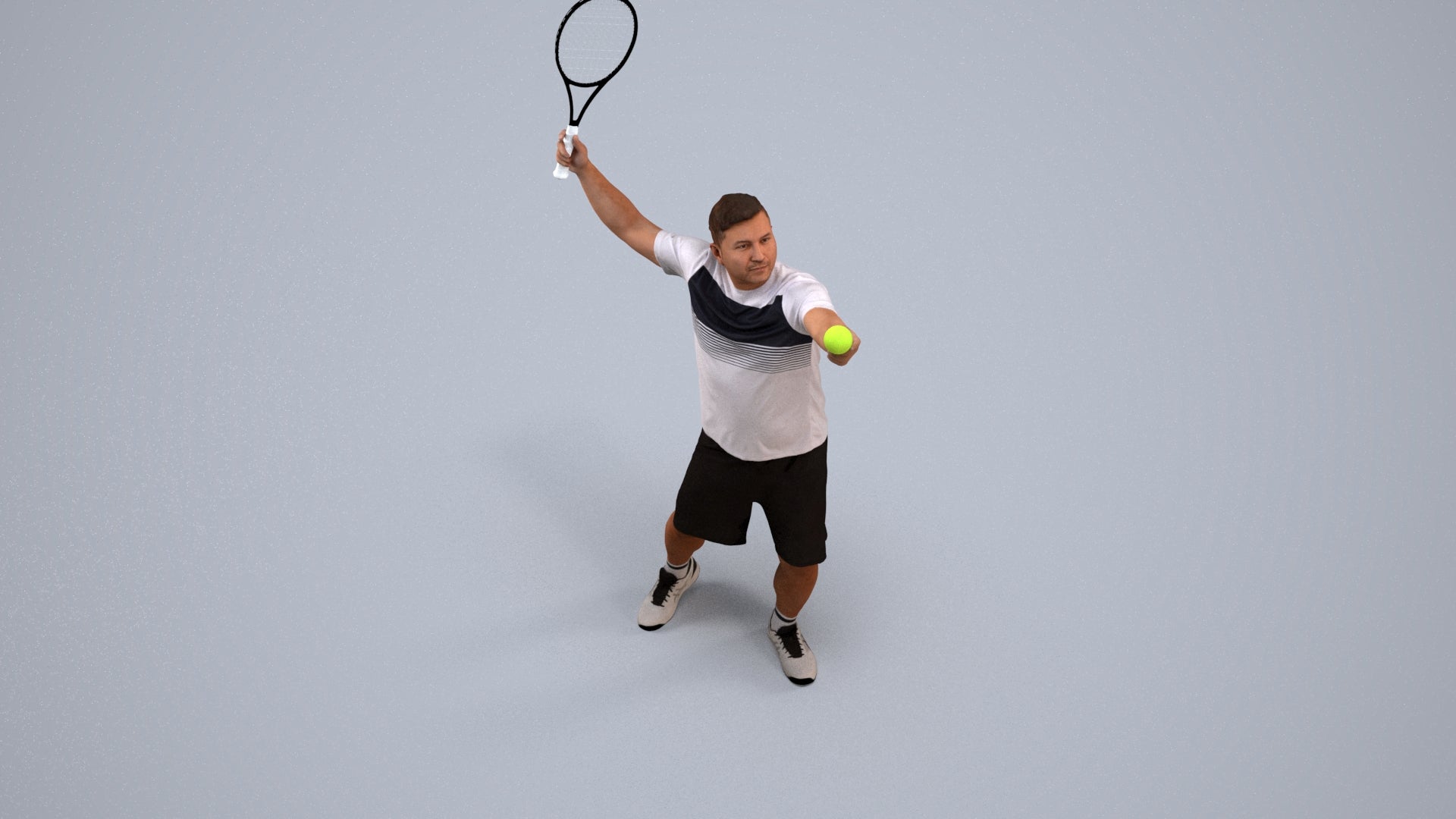 3D people model man sport, scanned human for 3ds Max rendering, back view render