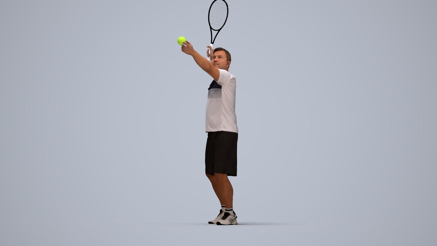 3D people model man sport, scanned human for 3ds Max rendering, top-down view render