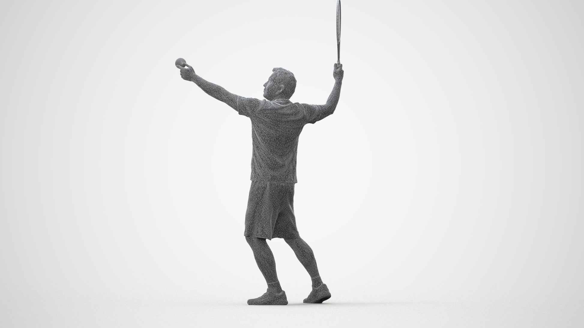 3D people model man sport, scanned human for 3ds Max rendering, wireframe front view