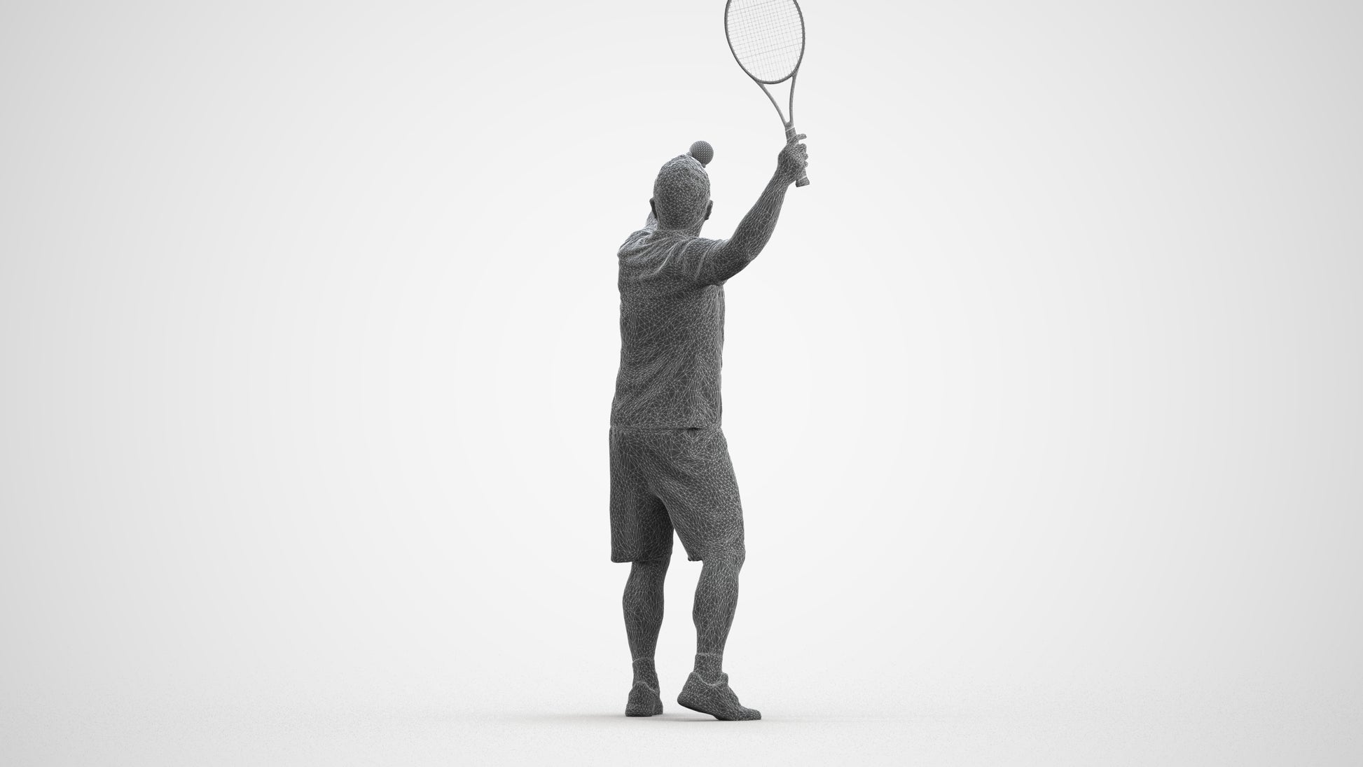 3D people model man sport, scanned human for 3ds Max rendering, wireframe side view