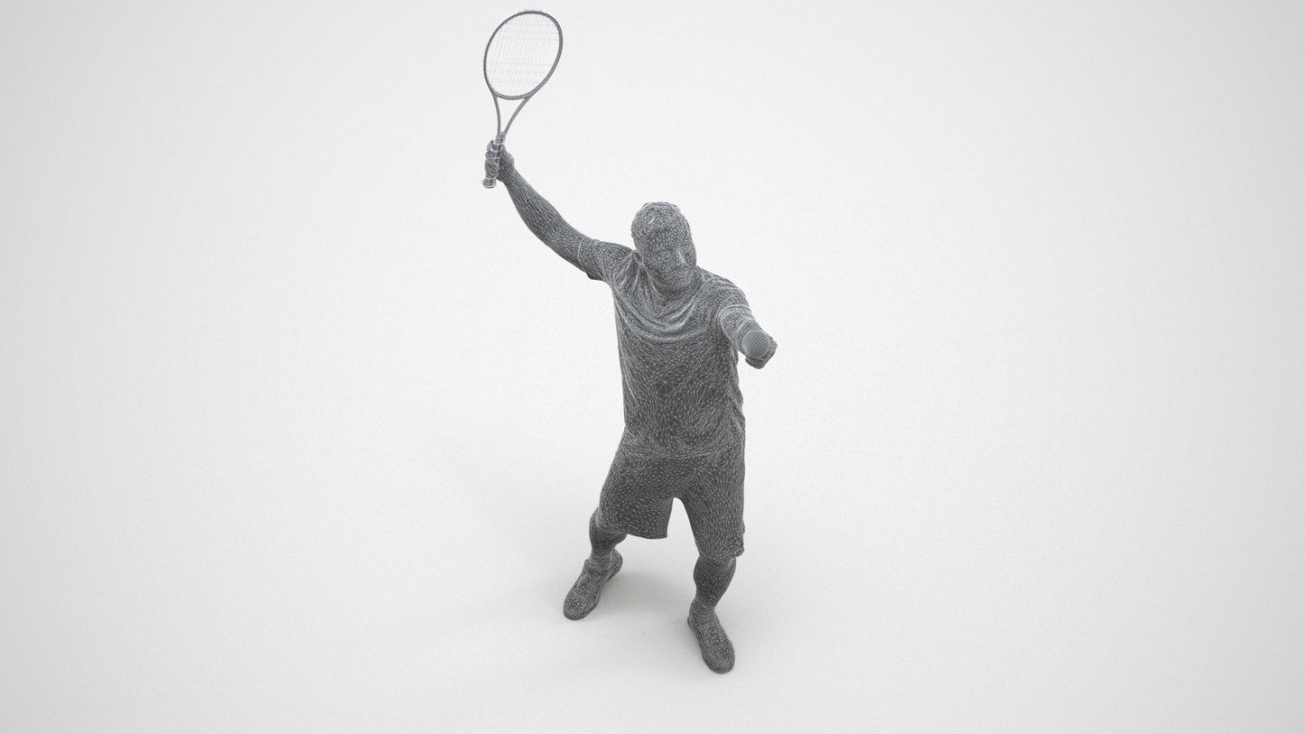 3D people model man sport, scanned human for 3ds Max rendering, wireframe back view