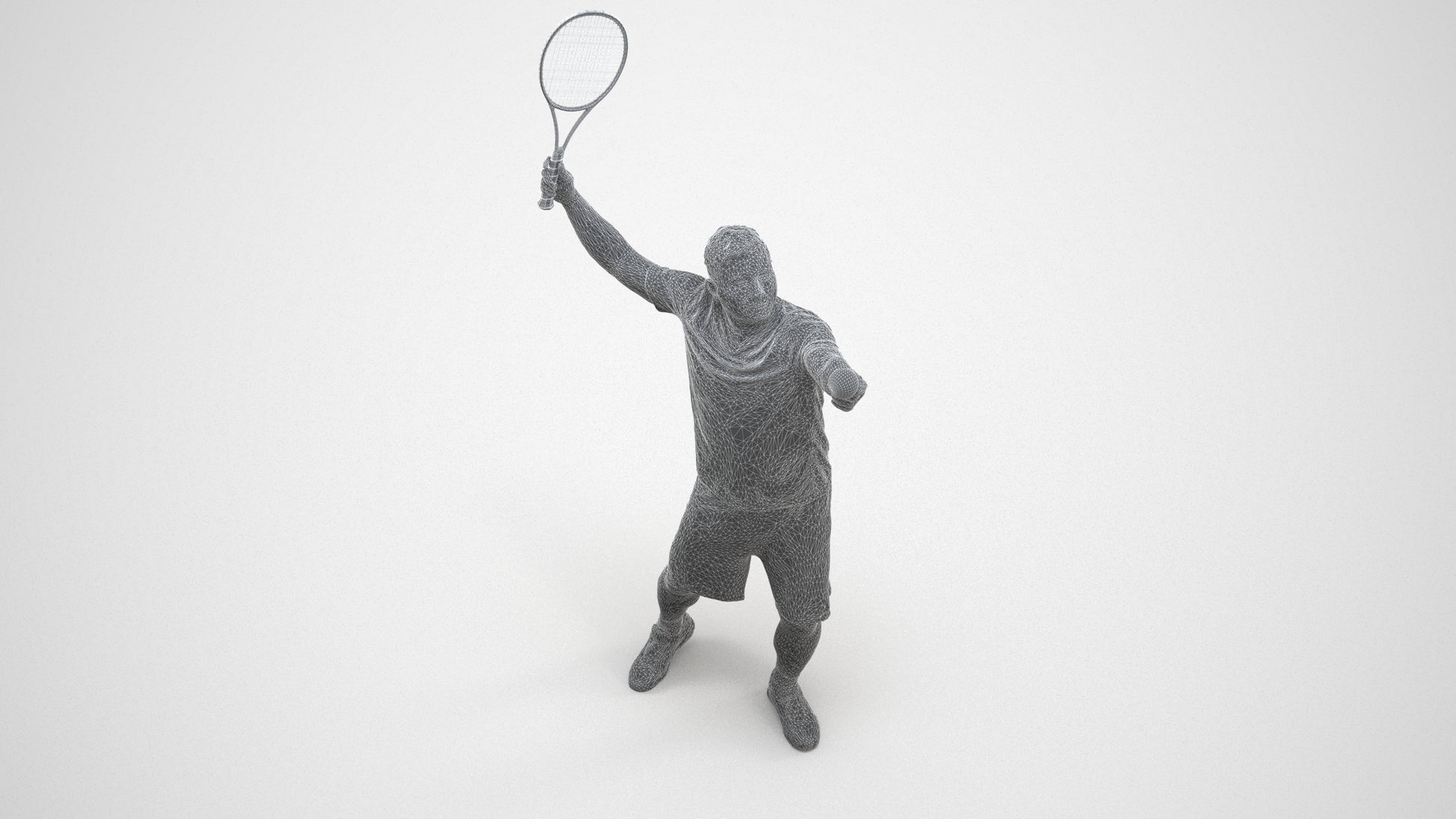 3D people model man sport, scanned human for 3ds Max rendering, wireframe back view