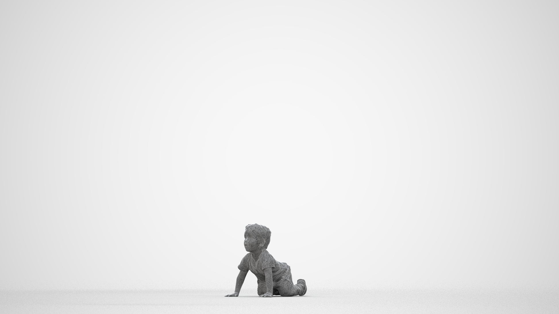 3D human model boy casual kids, photogrammetry scanned person for archviz, wireframe back view