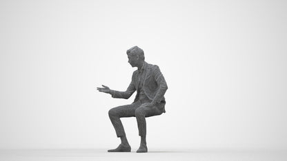 3D human model man business, photogrammetry scanned person for archviz, wireframe back view