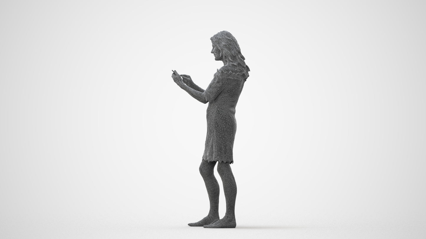 realistic 3D senior woman casual standing, scanned archviz people for Blender and 3ds Max, square thumbnail
