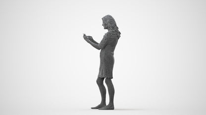 realistic 3D senior woman casual standing, scanned archviz people for Blender and 3ds Max, square thumbnail