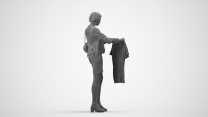realistic 3D people woman casual mix, render-ready for V-Ray and Corona, FBX OBJ, wireframe side view