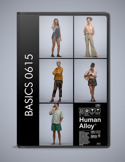 photogrammetry 3D people standing collection, 5 realistic human models archviz FBX