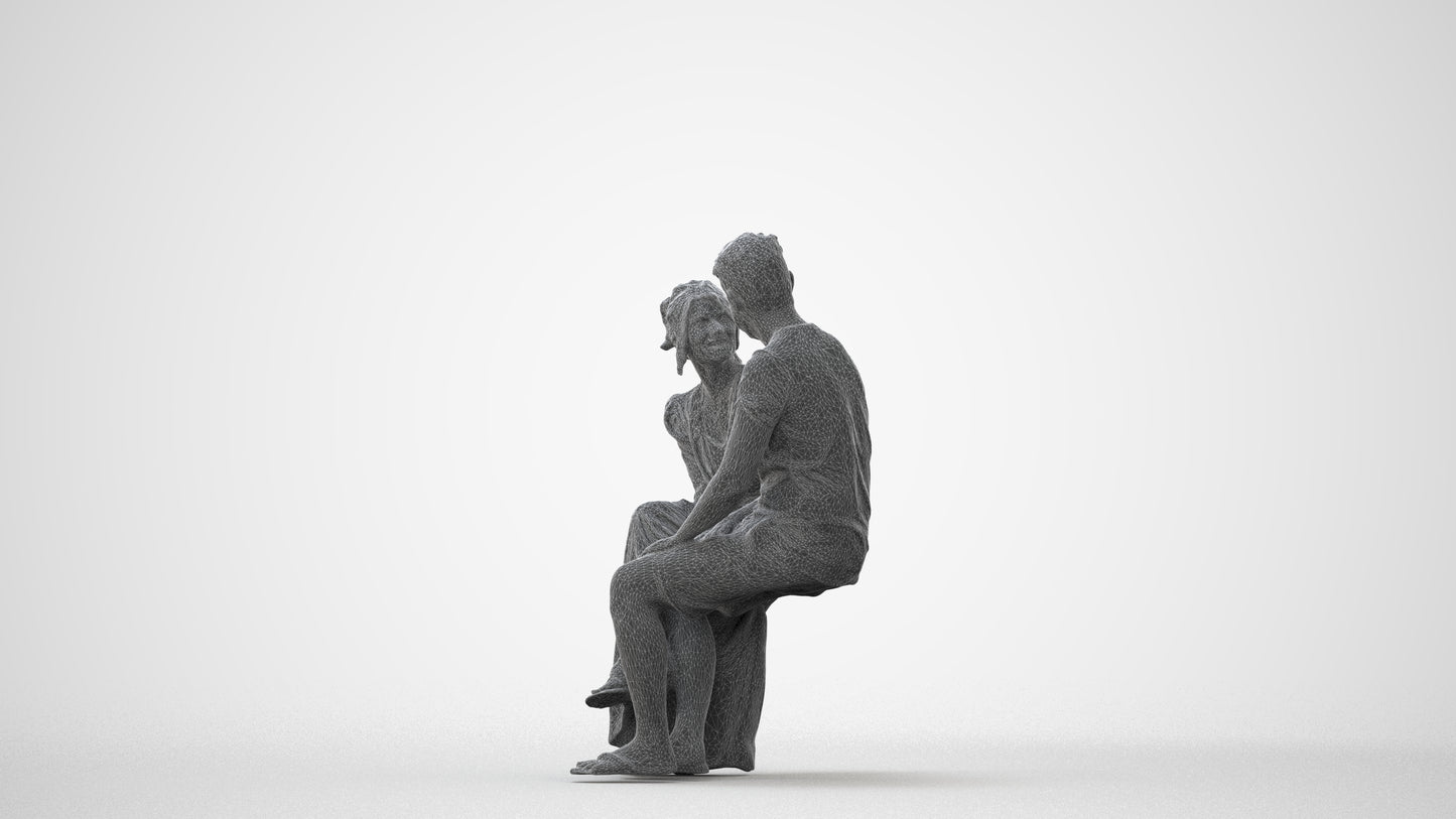 scanned 3D senior woman casual couple, photogrammetry people for Enscape and V-Ray, square thumbnail