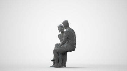 scanned 3D senior woman casual couple, photogrammetry people for Enscape and V-Ray, square thumbnail
