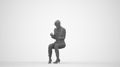 scanned 3D woman formal business, photogrammetry people for Enscape and V-Ray, wireframe back view