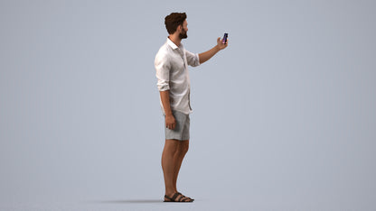photogrammetry 3D man casual standing, realistic human model archviz FBX, side view render