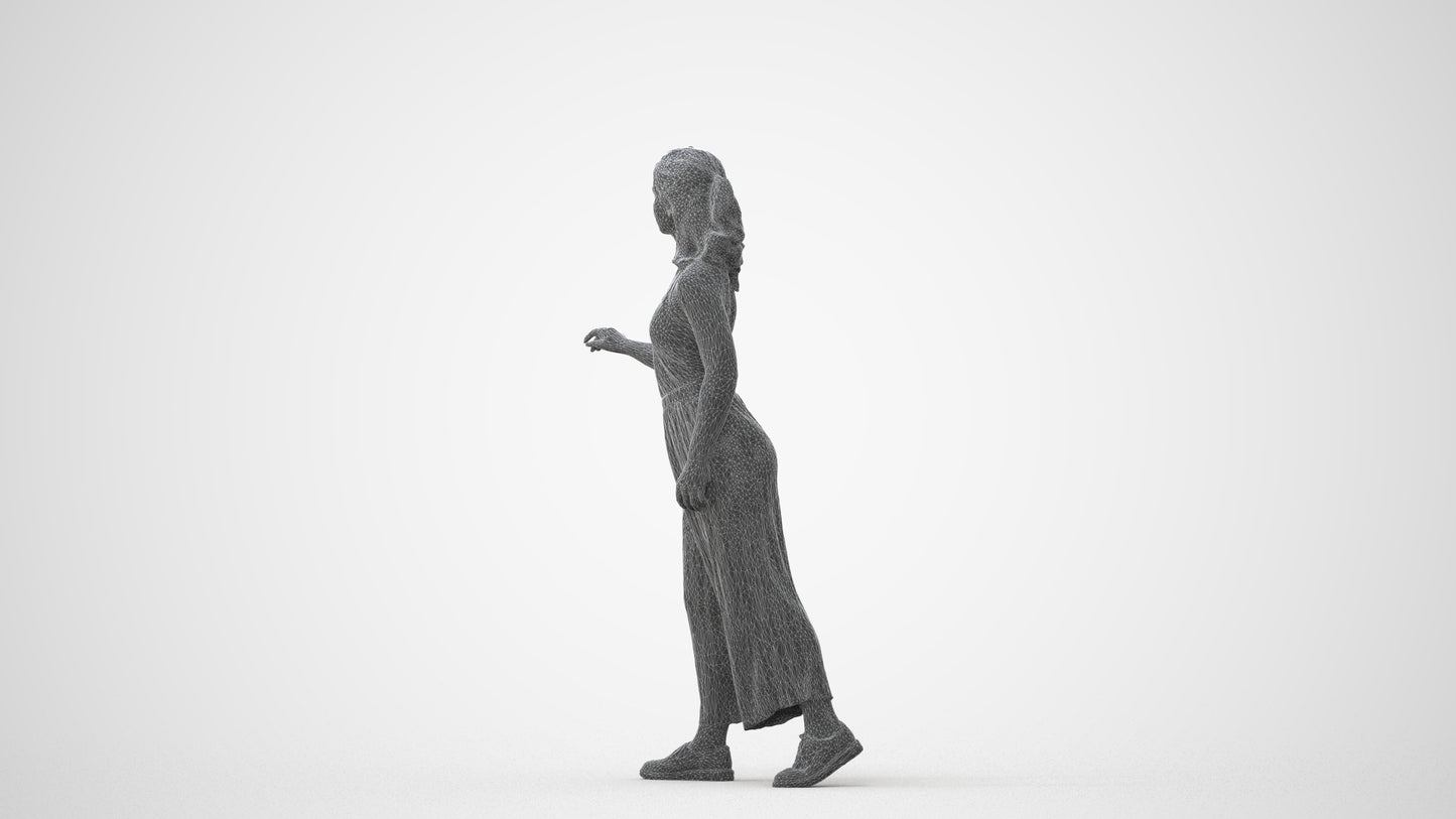 3D human model girl casual door, photogrammetry scanned person for archviz, square thumbnail