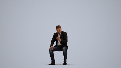 3D scanned man sitting business, photorealistic archviz people for Enscape and SketchUp, standing pose render