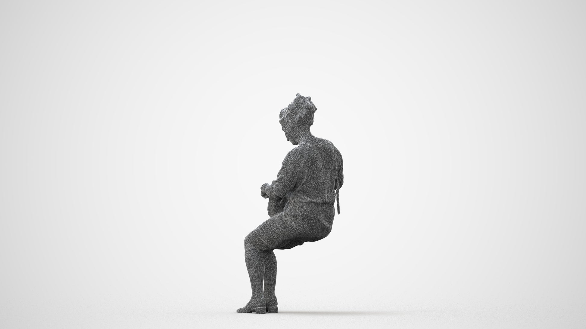 3D scanned woman sitting casual, photorealistic archviz people for Enscape and SketchUp, square thumbnail