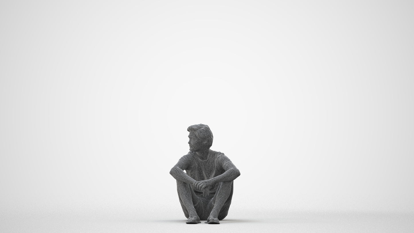 3D human model man casual pool, photogrammetry scanned person for archviz, square thumbnail