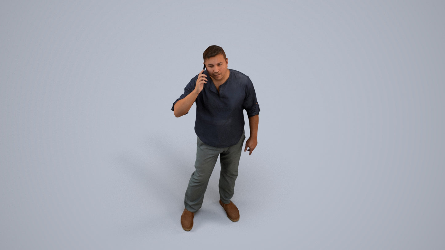 scanned 3D man casual standing, photogrammetry people for Enscape and V-Ray, back view render