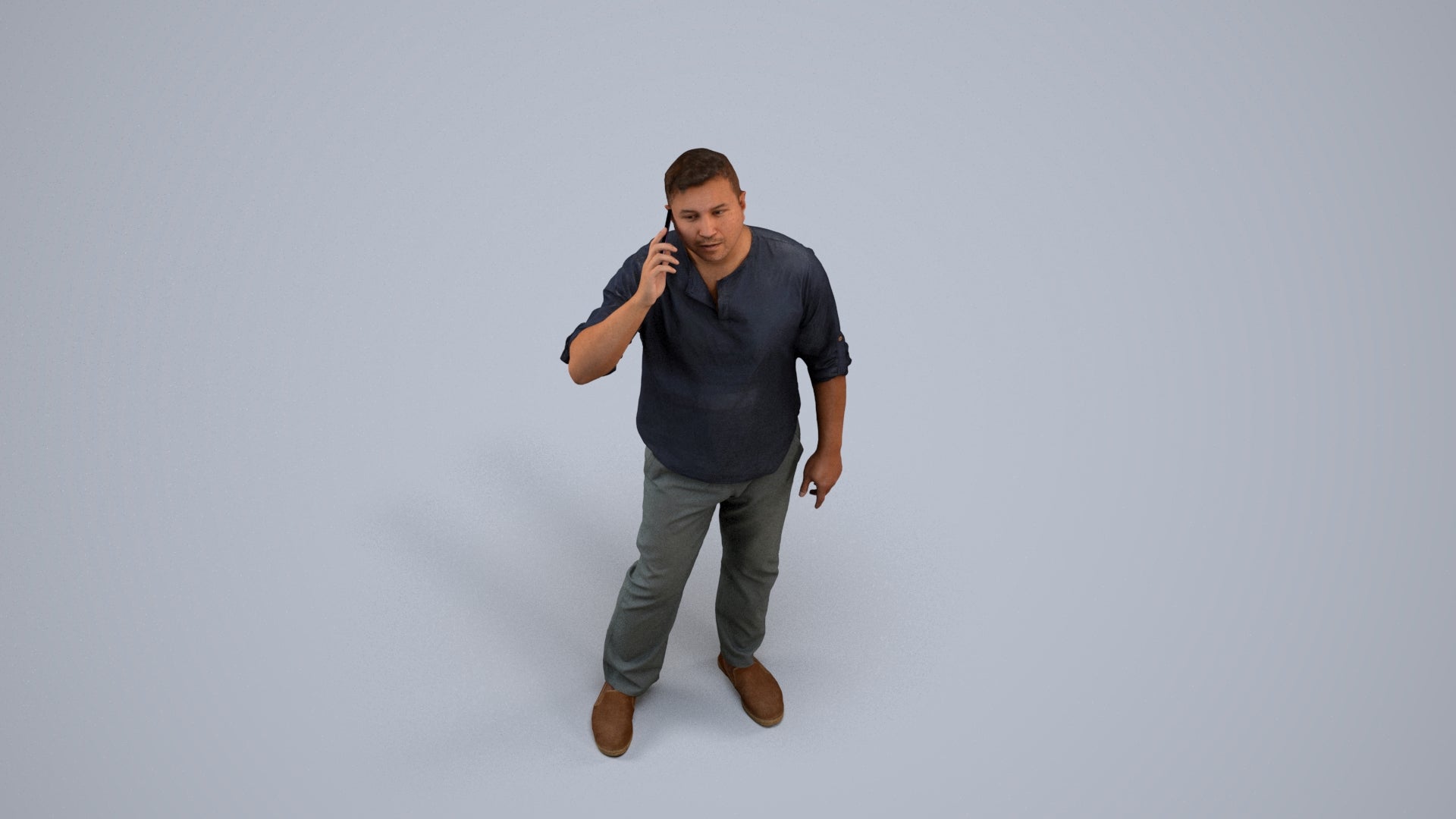 scanned 3D man casual standing, photogrammetry people for Enscape and V-Ray, back view render