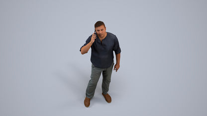scanned 3D man casual standing, photogrammetry people for Enscape and V-Ray, back view render