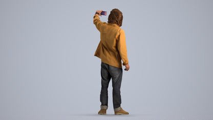 3D human model man casual standing, photogrammetry scanned person for archviz, front view render