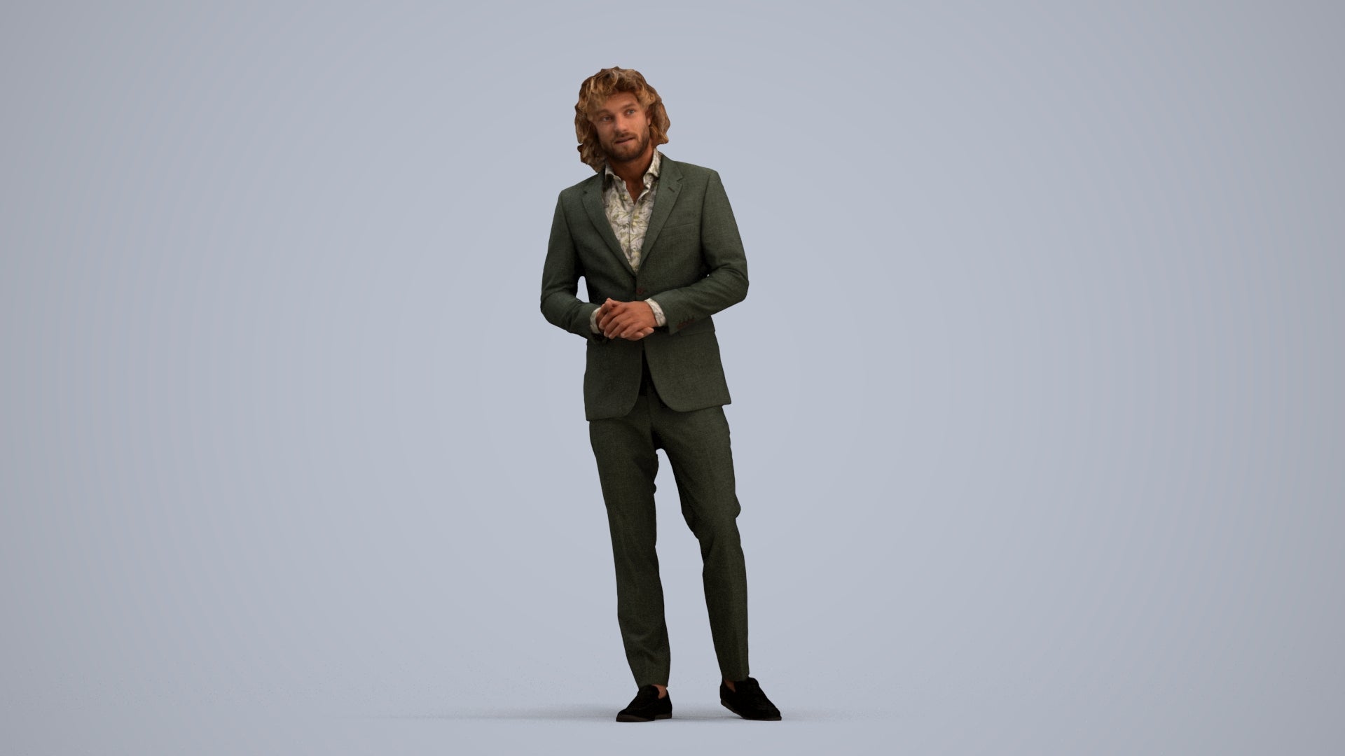 3D people model man business, scanned human for 3ds Max rendering, standing pose render
