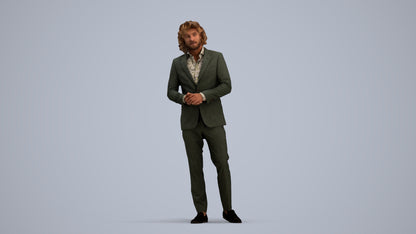3D people model man business, scanned human for 3ds Max rendering, standing pose render