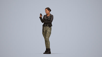 photogrammetry 3D woman casual standing, realistic human model archviz FBX, top-down view render