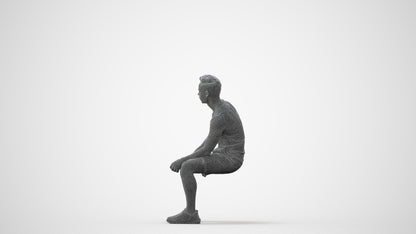 realistic 3D human man casual sitting, archviz people FBX OBJ for Blender, square thumbnail