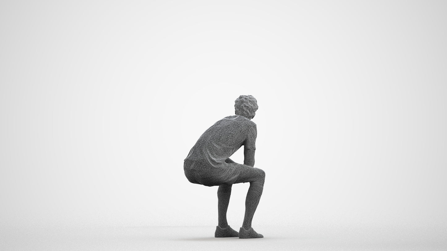 photogrammetry 3D man sport, realistic human model archviz FBX, wireframe front view