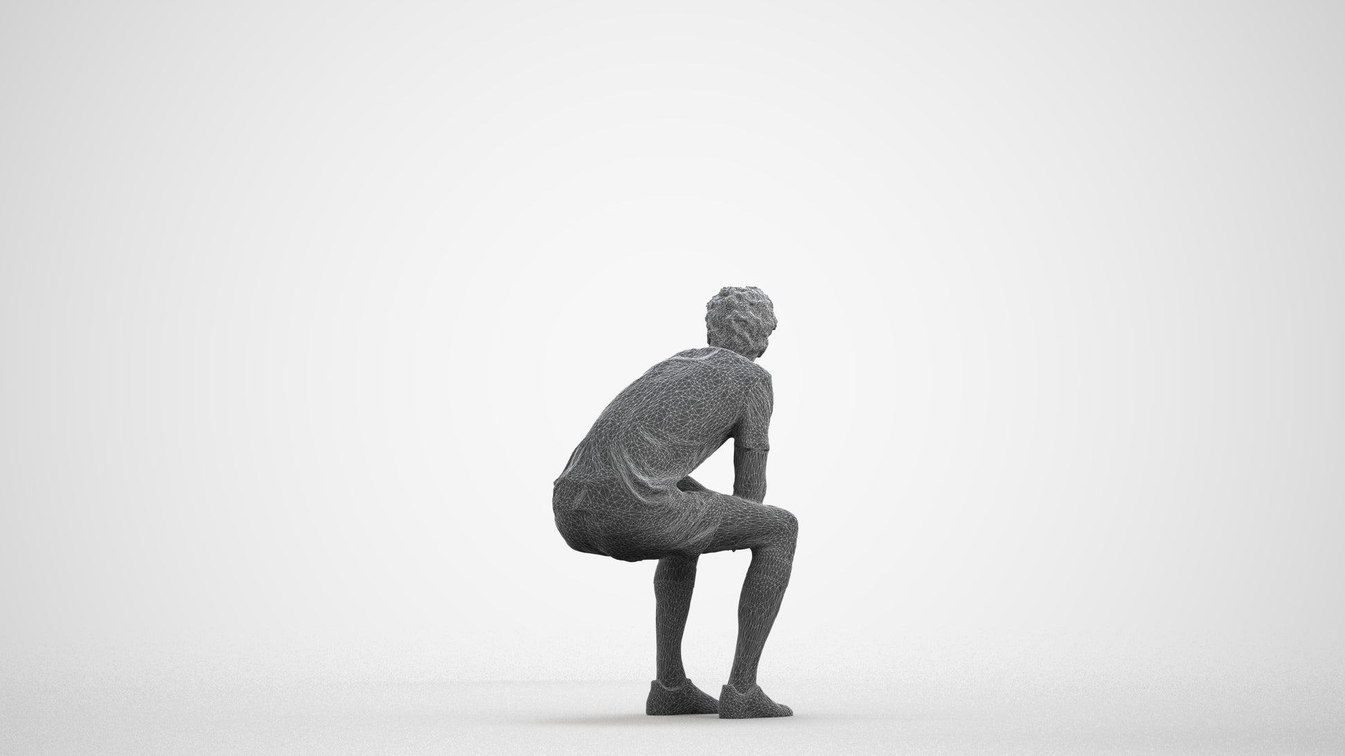 photogrammetry 3D man sport, realistic human model archviz FBX, wireframe front view