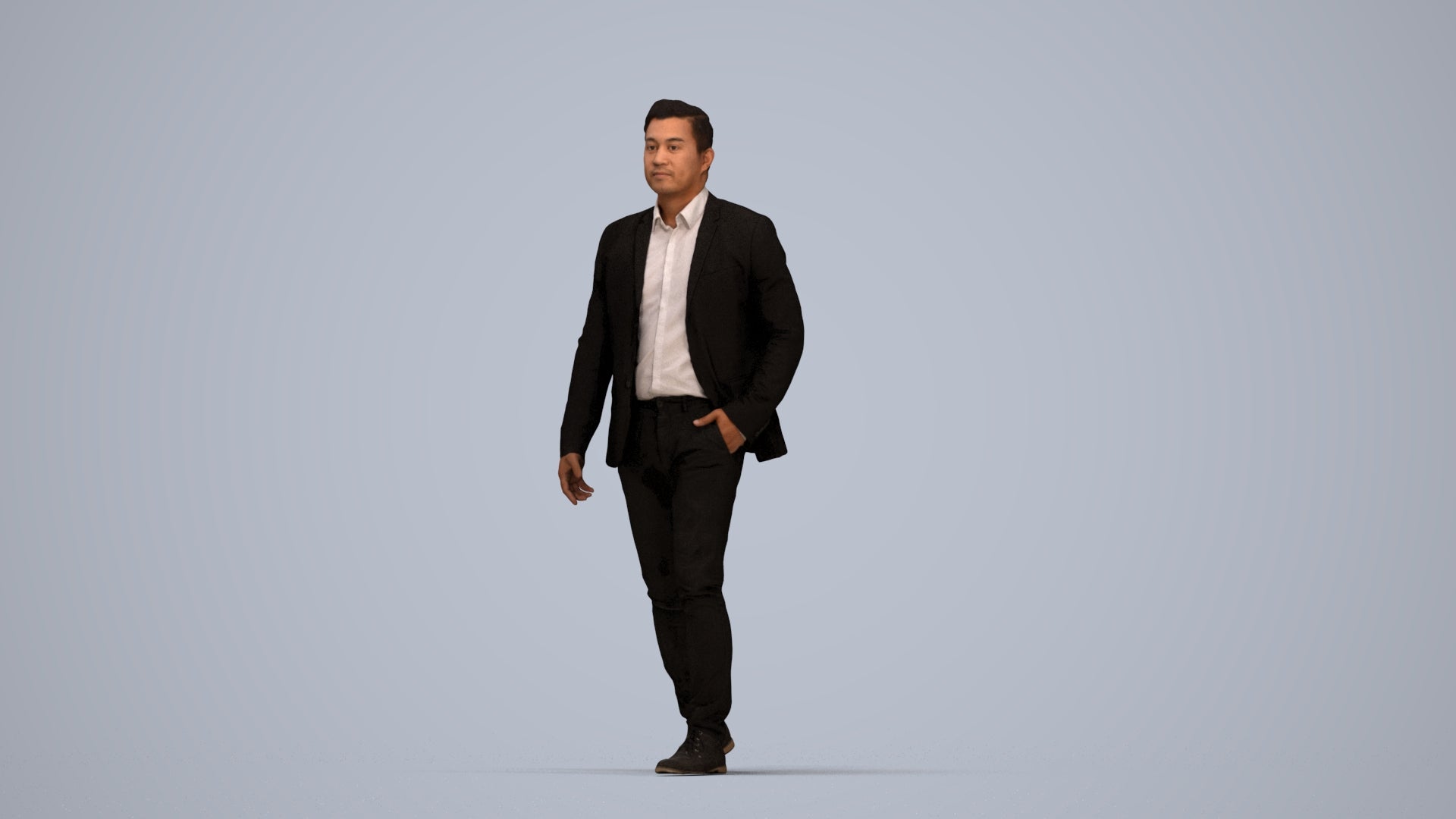 photogrammetry 3D man business, realistic human model archviz FBX, top-down view render