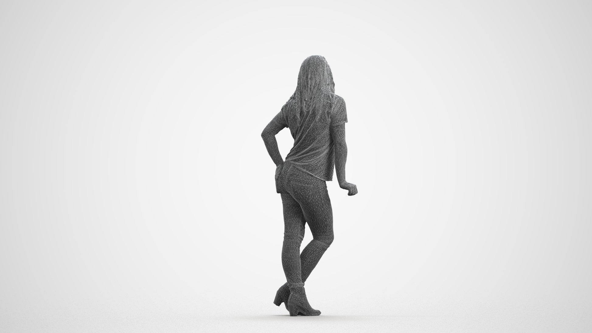 3D people model woman casual standing, scanned human for 3ds Max rendering, square thumbnail