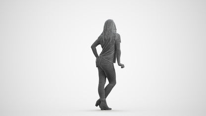 3D people model woman casual standing, scanned human for 3ds Max rendering, square thumbnail