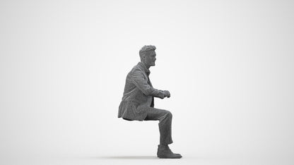 scanned 3D man business, photogrammetry people for Enscape and V-Ray, wireframe side view