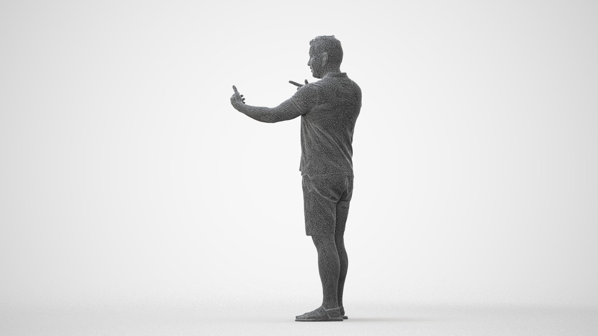 3D human model man casual standing, photogrammetry scanned person for archviz, square thumbnail