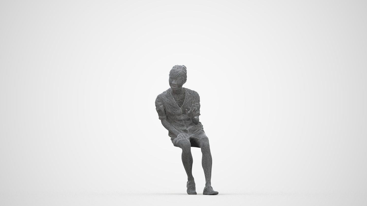 scanned 3D woman business, photogrammetry people for Enscape and V-Ray, wireframe back view