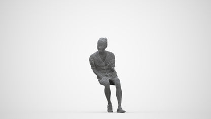 scanned 3D woman business, photogrammetry people for Enscape and V-Ray, wireframe back view