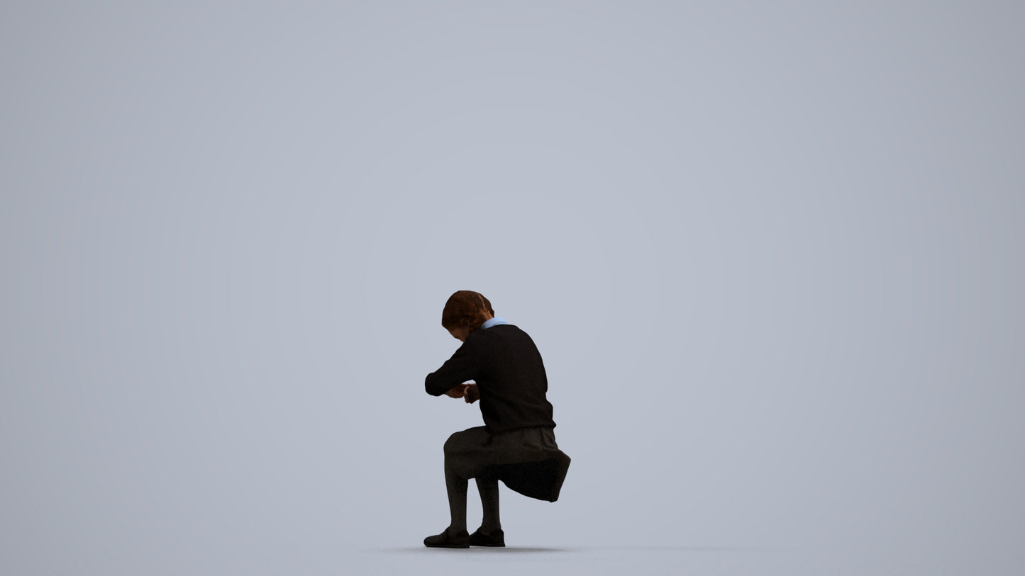 realistic 3D woman kids, scanned archviz people for Blender and 3ds Max, front view render