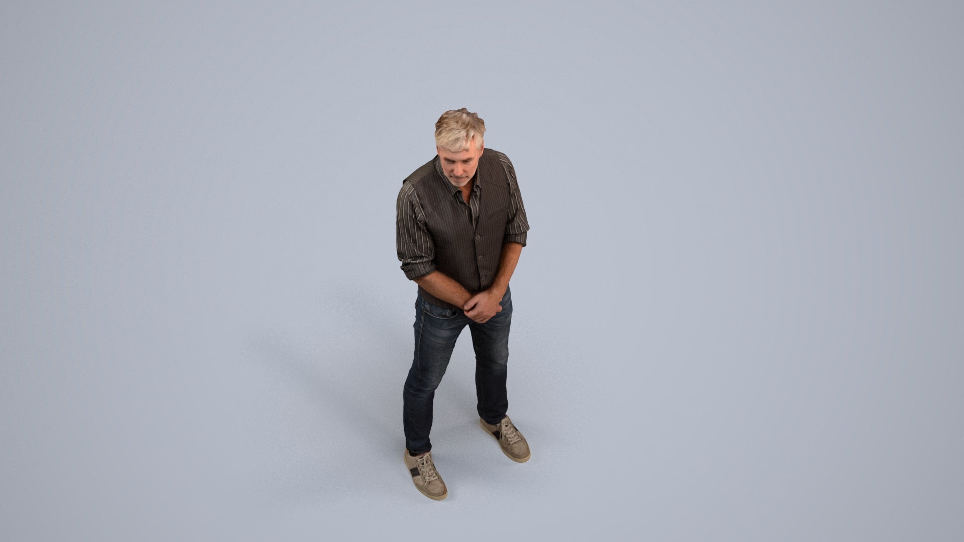 scanned 3D man casual standing, photogrammetry people for Enscape and V-Ray, back view render