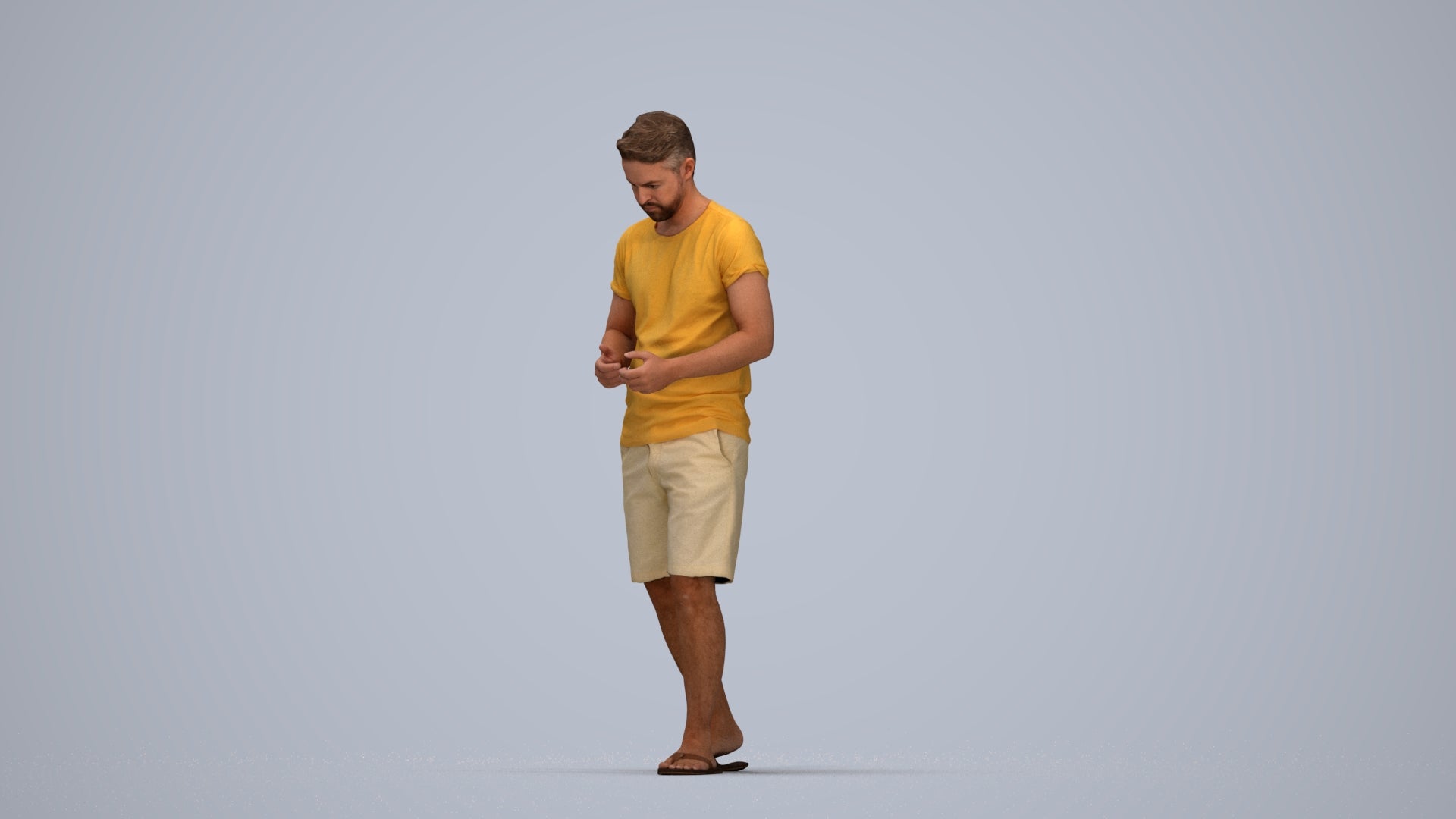 realistic 3D people man walking, render-ready for V-Ray and Corona, FBX OBJ, top-down view render