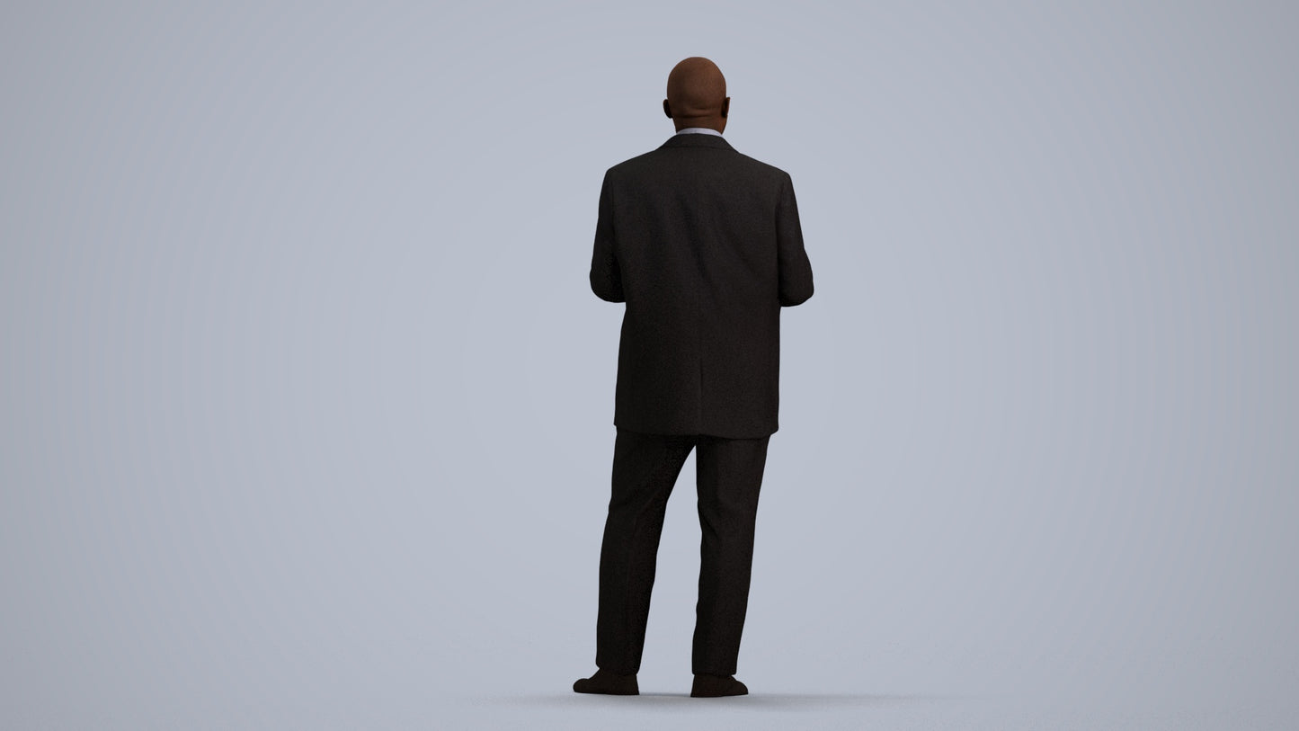 realistic 3D person business shopping, scanned archviz people for Blender and 3ds Max, front view render