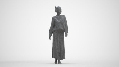 realistic 3D people woman casual walking, render-ready for V-Ray and Corona, FBX OBJ, three-quarter front view render