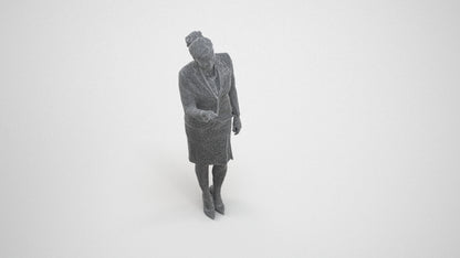 3D people model woman hospitality, scanned human for 3ds Max rendering, wireframe three-quarter view