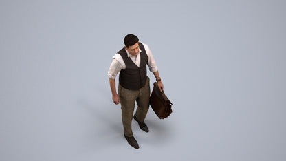 realistic 3D people man business walking, render-ready for V-Ray and Corona, FBX OBJ, back view render