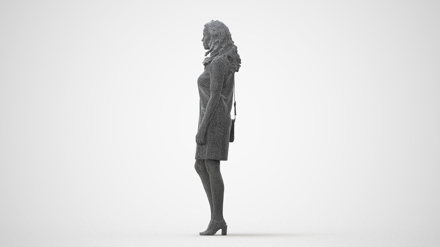 realistic 3D woman business standing, scanned archviz people for Blender and 3ds Max, square thumbnail