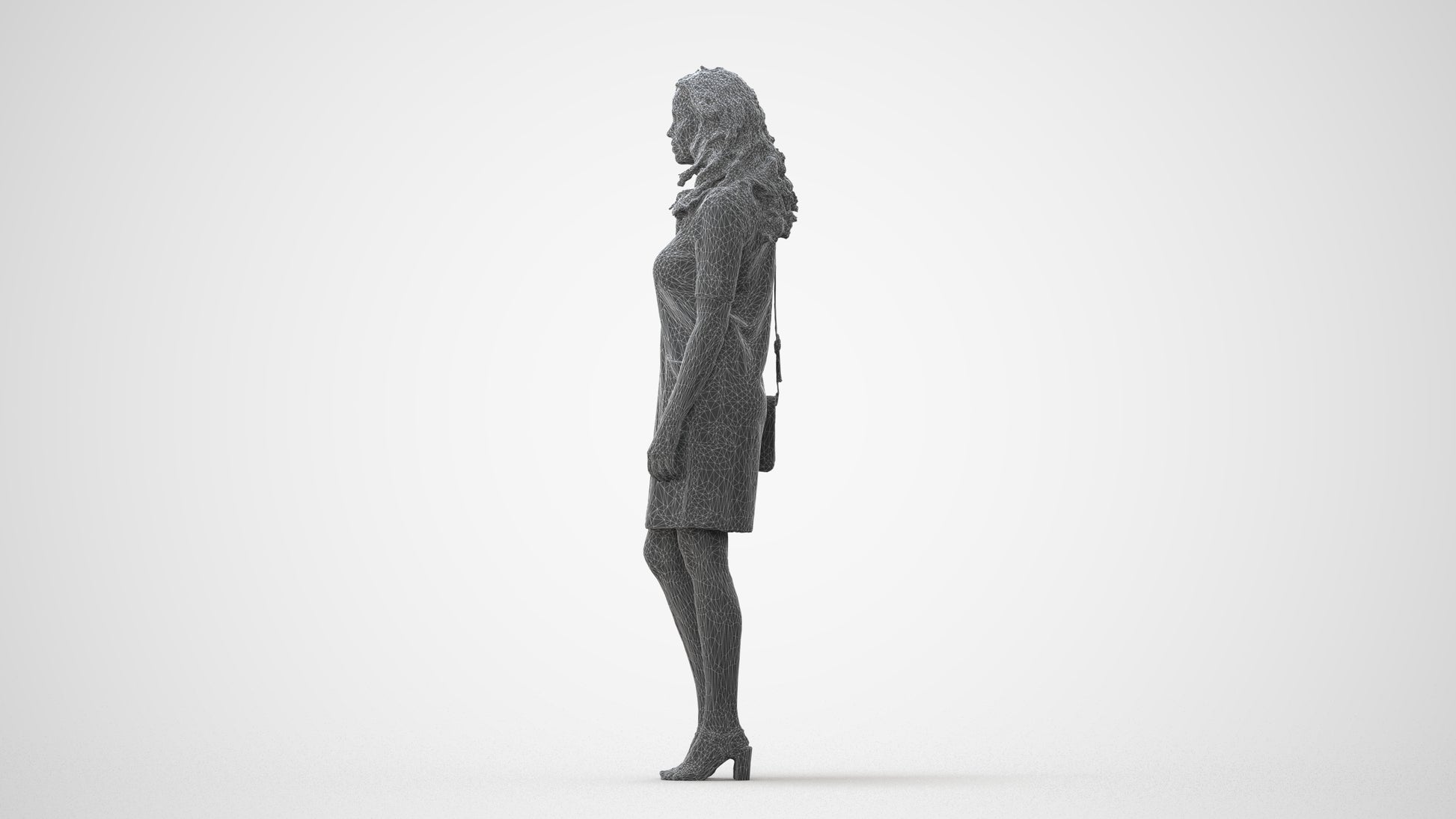 realistic 3D woman business standing, scanned archviz people for Blender and 3ds Max, square thumbnail