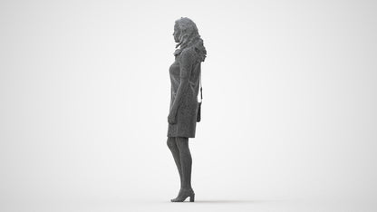 realistic 3D woman business standing, scanned archviz people for Blender and 3ds Max, square thumbnail