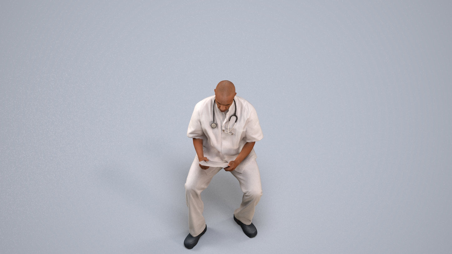 photogrammetry 3D man medical, realistic human model archviz FBX, back view render