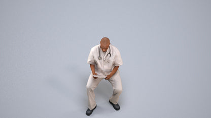 photogrammetry 3D man medical, realistic human model archviz FBX, back view render