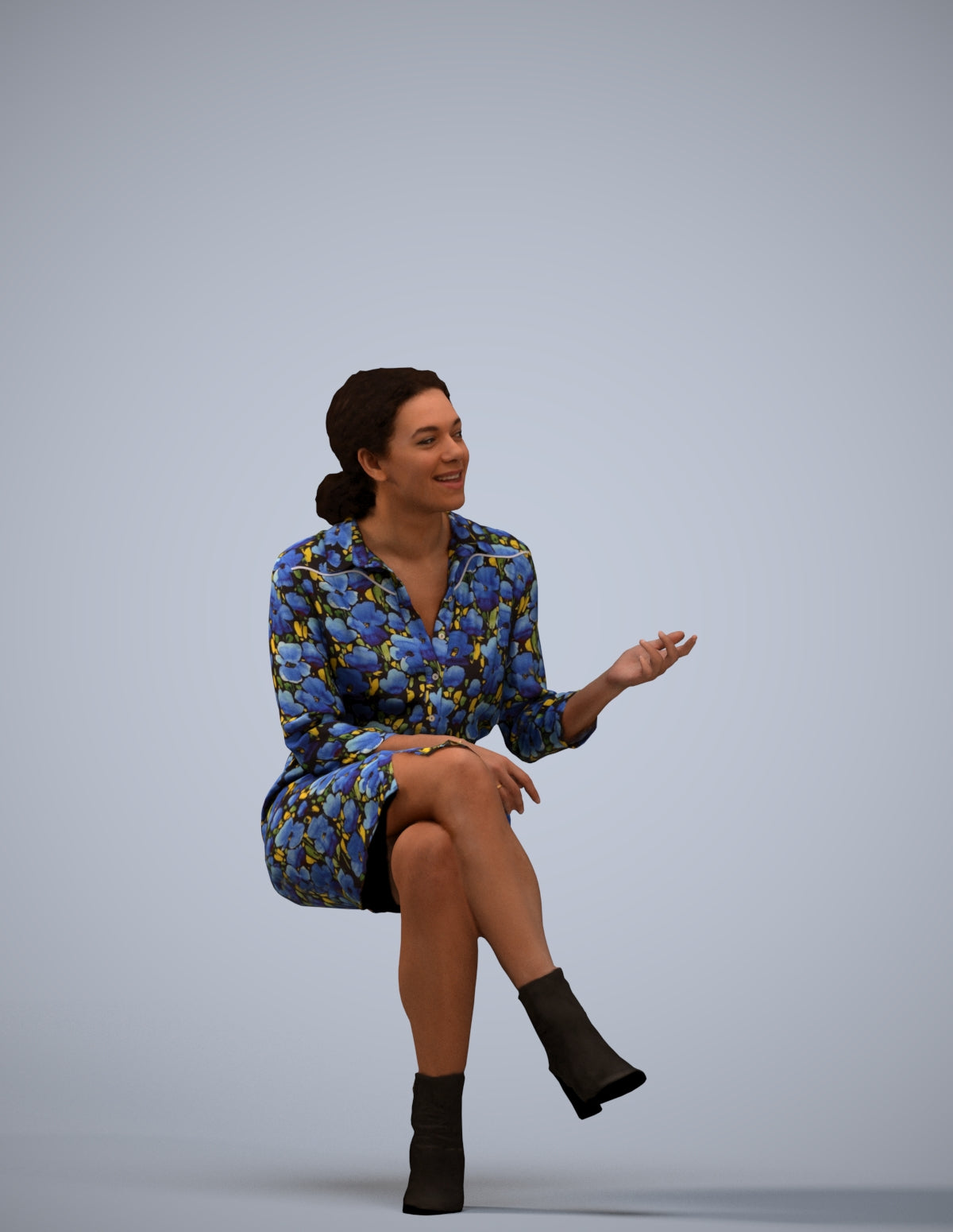 realistic 3D people woman casual sitting, render-ready for V-Ray and Corona, FBX OBJ